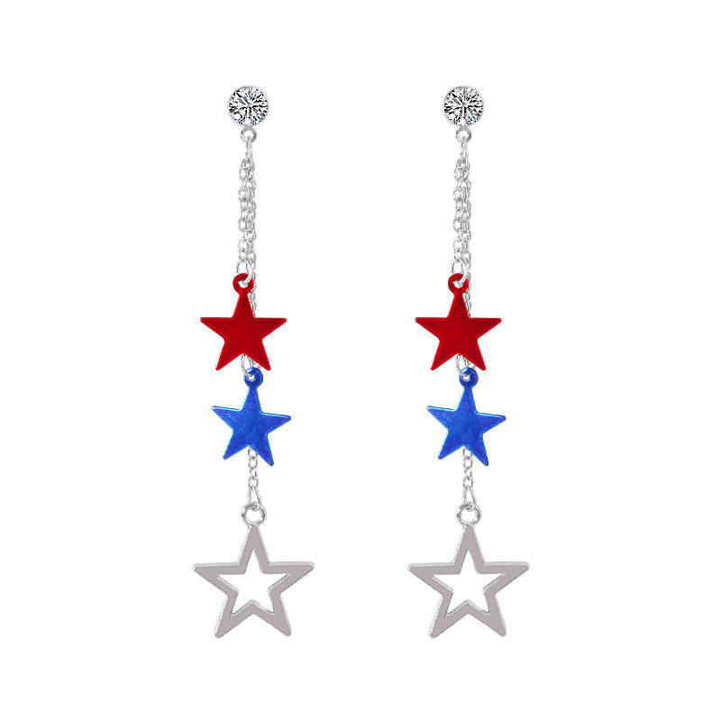 Pendientes colgantes del corazón del día mayorista del día de la independencia Pendientes colgantes de corazón